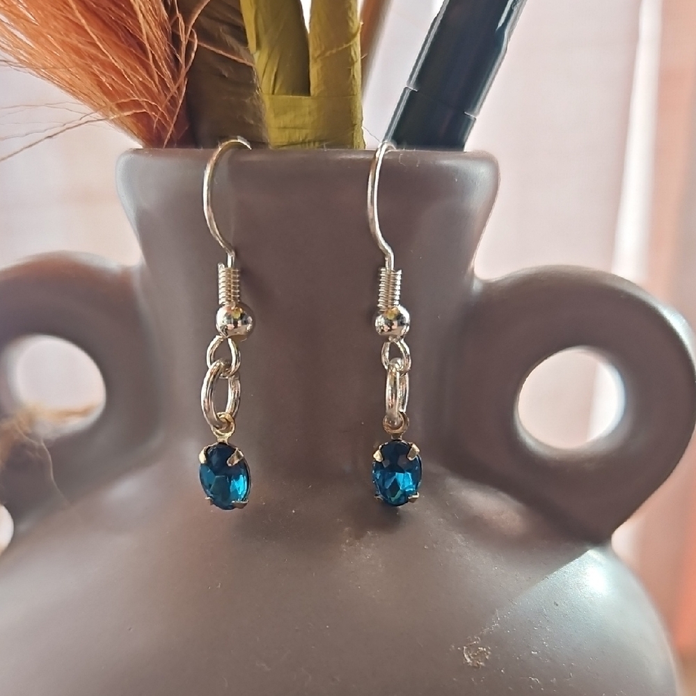 Elegant Silver and Blue Drop Earrings